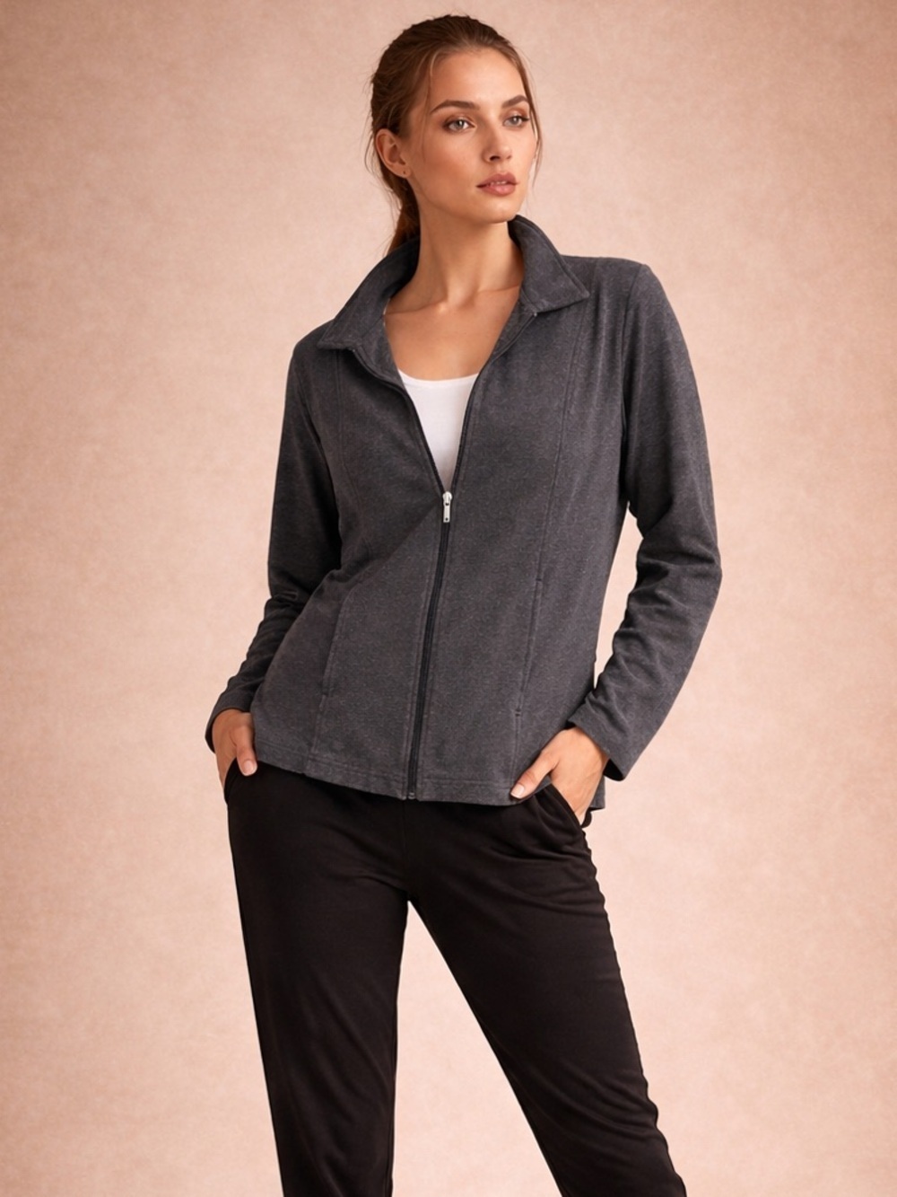 Bechamel Charcoal Gray Apparel Zip-Up Jacket 1X